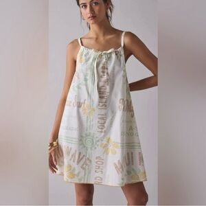 BDG Eva Tie Front Ruched Strap Yellow Trapeze Mini Dress NWT Size Large